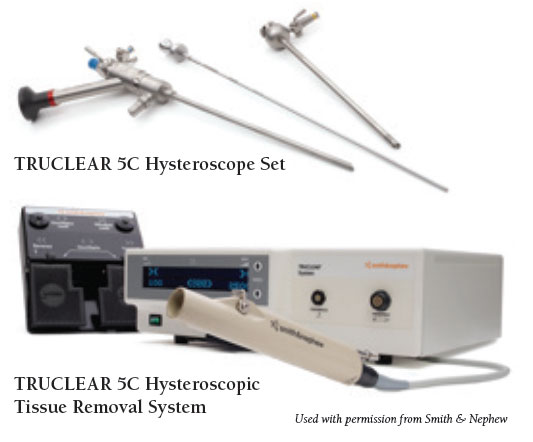 Photo of TRUCLEAR 5C Hysteroscope Tissue Removal System and the TRUCLEAR 5C Hysteroscope Tool Set